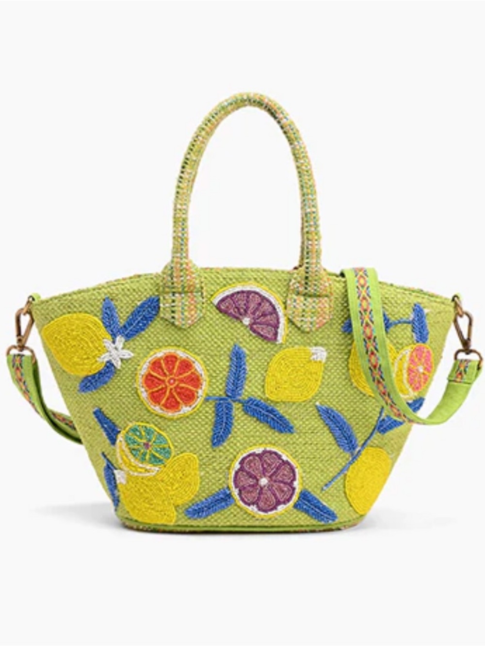 NWT America & Beyond juicy citrus handbag beaded purse shoulder crossbody green